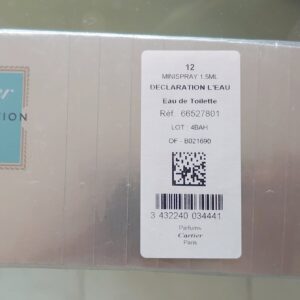 DECLARATION - L' EAU - Lot 12 x Echantillons - 12 X EDT 1,5 ML de CARTIER